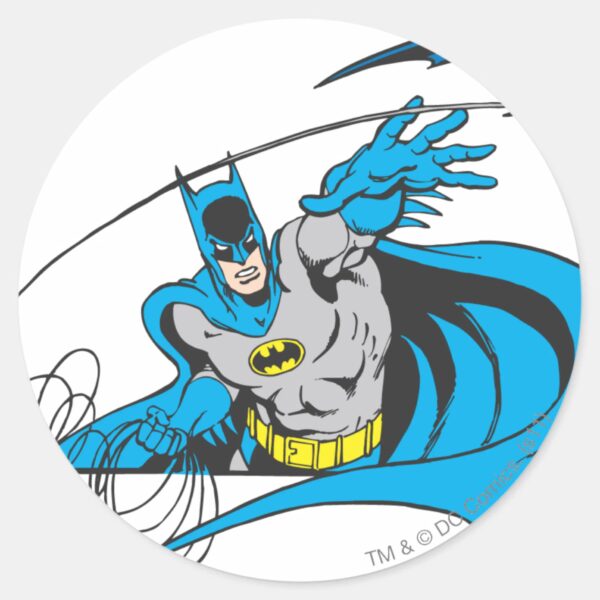 Batman_Throws_Batarang_3_Classic_Round_Sticker_1 Batman Throws Batarang 3 Classic Round Sticker