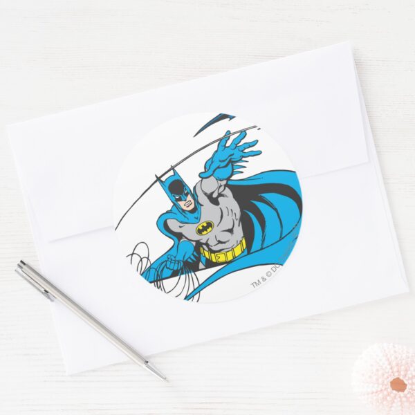 Batman_Throws_Batarang_3_Classic_Round_Sticker_3 Batman Throws Batarang 3 Classic Round Sticker