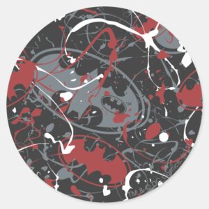 Batman Urban Legends Paint Splatter Logo Pattern Classic Round Sticker