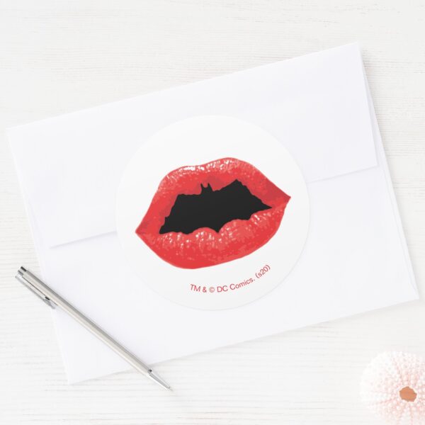 Batman_Valentine___Bat_Lips_Classic_Round_Sticker_3 Batman Valentine Bat Lips Classic Round Sticker