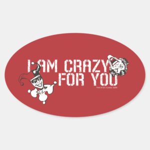 Batman Valentine Joker Harley Crazy For You Oval Sticker