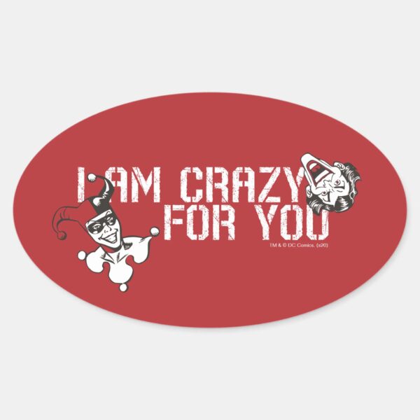 Batman_Valentine___Joker_&_Harley_-_Crazy_For_You_Oval_Sticker_1 Batman Valentine Joker Harley Crazy For You Oval Sticker