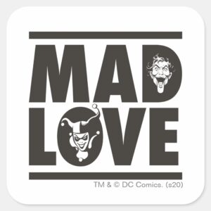 Batman Valentine Joker Harley Mad Love Square Sticker