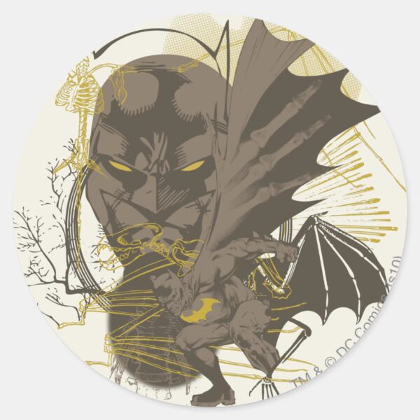 Batman_Vintage_Grunge_Portrait_Classic_Round_Sticker_1 Batman Vintage Grunge Portrait Classic Round Sticker