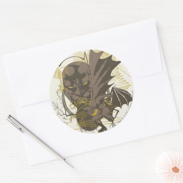 Batman_Vintage_Grunge_Portrait_Classic_Round_Sticker_3 Batman Vintage Grunge Portrait Classic Round Sticker