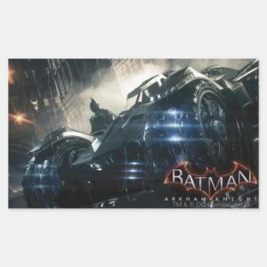 Batman With Batmobile In The Rain Rectangular Sticker