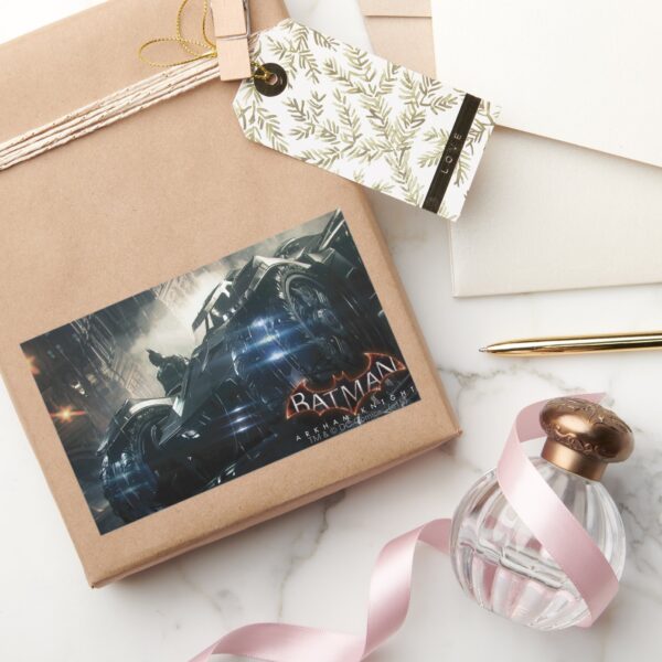 Batman_With_Batmobile_In_The_Rain_Rectangular_Sticker_5 Batman With Batmobile In The Rain Rectangular Sticker