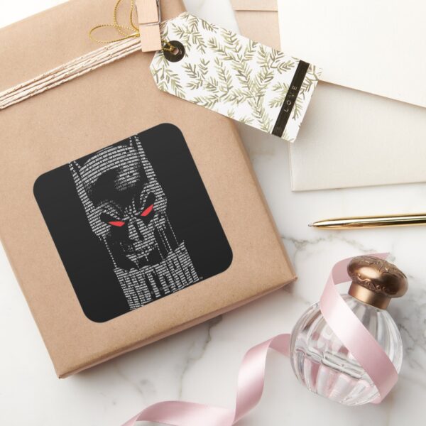 Batman_With_Mantra_Square_Sticker_5 Batman With Mantra Square Sticker