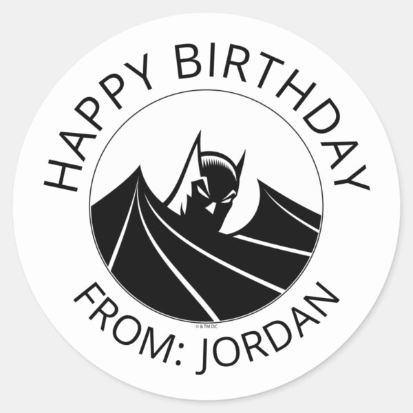 Batman__Caped_Crusader____Happy_Birthday_Classic_Round_Sticker_1 Batman Caped Crusader Happy Birthday Classic Round Sticker
