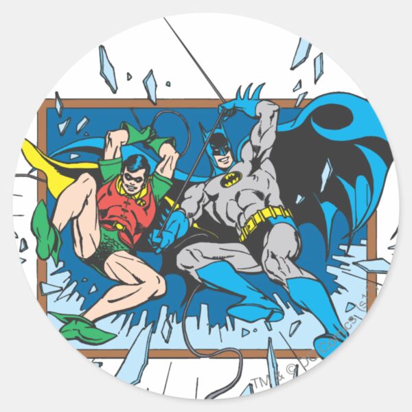 Batman_&_Robin_Shatter_Window_Classic_Round_Sticker_1 Batman Robin Shatter Window Classic Round Sticker