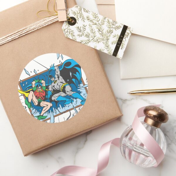 Batman_&_Robin_Shatter_Window_Classic_Round_Sticker_5 Batman Robin Shatter Window Classic Round Sticker