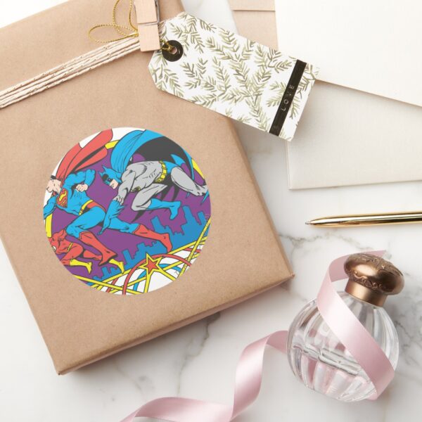 Batman_+_Superman_+_Flash_Classic_Round_Sticker_5 Batman Superman Flash Classic Round Sticker