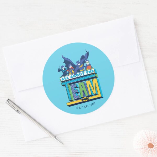 Batman___All_About_The_Team_Classic_Round_Sticker_3 Batman All About The Team Classic Round Sticker
