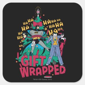 Batman Batman Robin Gift Wrapped To XMas Tree Square Sticker