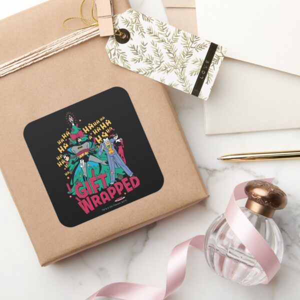 Batman Batman Robin Gift Wrapped To XMas Tree Square Sticker