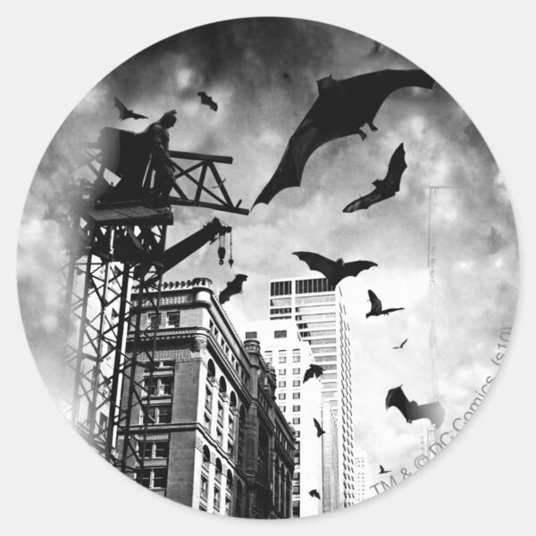 Batman___Bats_Flying_Through_Gotham_Classic_Round_Sticker_1 Batman Bats Flying Through Gotham Classic Round Sticker