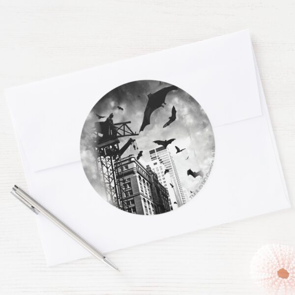 Batman___Bats_Flying_Through_Gotham_Classic_Round_Sticker_3 Batman Bats Flying Through Gotham Classic Round Sticker
