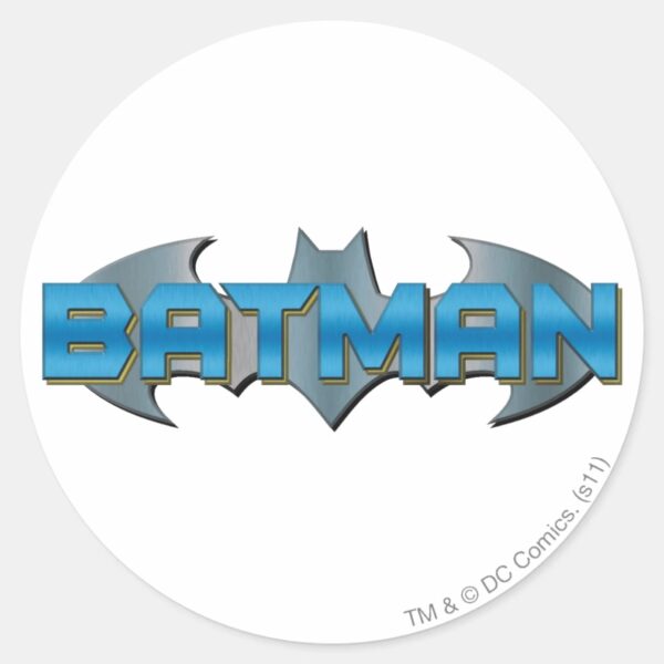 Batman___Blue_Name_Logo_Classic_Round_Sticker_1 Batman Blue Name Logo Classic Round Sticker