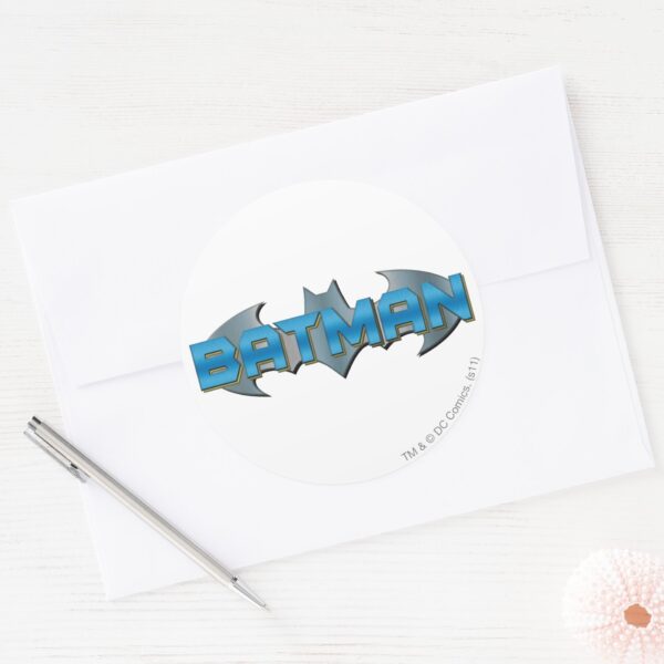 Batman___Blue_Name_Logo_Classic_Round_Sticker_3 Batman Blue Name Logo Classic Round Sticker