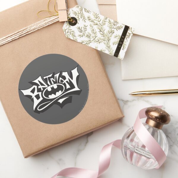 Batman___Graffiti_Name_Logo_Classic_Round_Sticker_5 Batman Graffiti Name Logo Classic Round Sticker