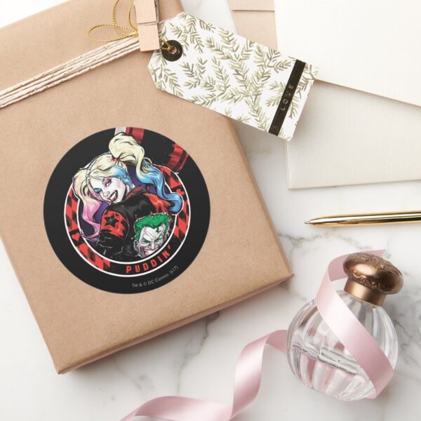 Batman___Harley_Quinn_Winking_With_Mallet_Classic_Round_Sticker_5 Batman Harley Quinn Winking With Mallet Classic Round Sticker