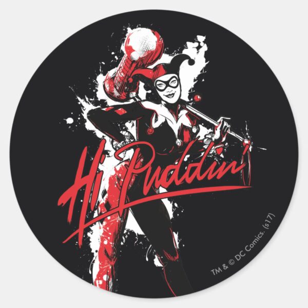Batman___Harley_Quinn__Hi_Puddin'__Ink_Art_Classic_Round_Sticker_1 Batman Harley Quinn Hi Puddin Ink Art Classic Round Sticker
