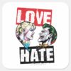Batman___Harley_Quinn_&_Joker_Love_Hate_Square_Sticker_1 Batman Harley Quinn Joker Love Hate Square Sticker