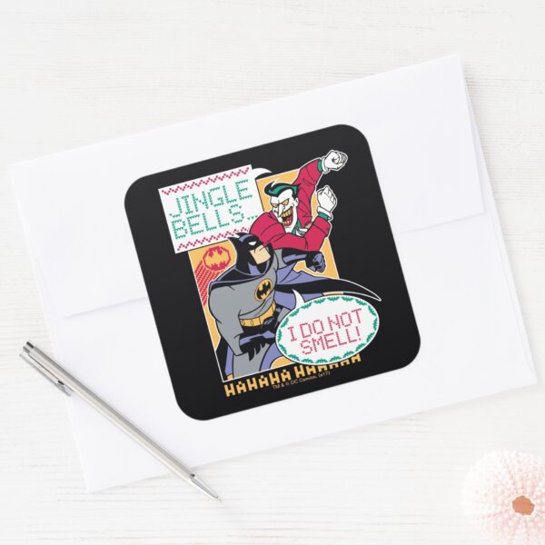 Batman___Jingle_Bells,_I_Do_Not_Smell!_Square_Sticker_3 Batman Jingle Bells I Do Not Smell Square Sticker