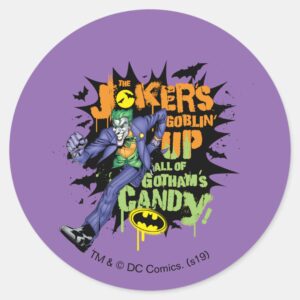 Batman Jokers Goblin Up All Of Gothams Candy Classic Round Sticker