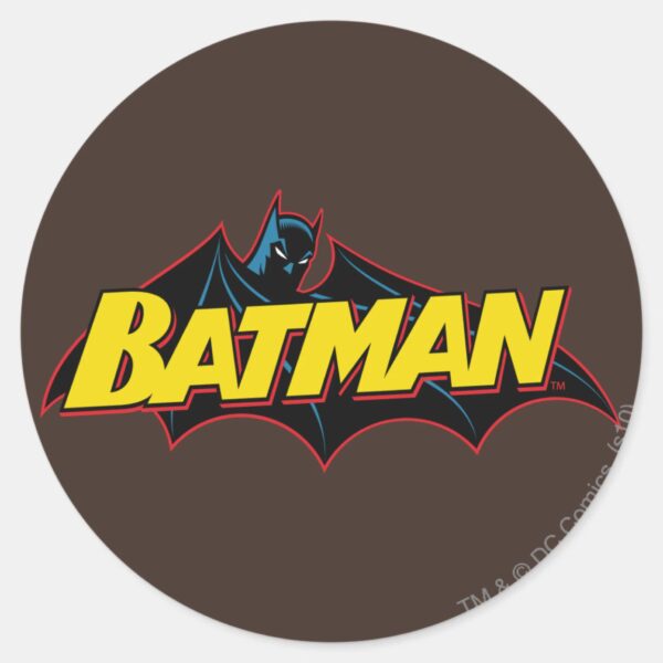 Batman___Old_School_Logo_Classic_Round_Sticker_1 Batman Old School Logo Classic Round Sticker