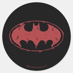 Batman___Oozing_Red_Bat_Logo_Classic_Round_Sticker_1 Batman Oozing Red Bat Logo Classic Round Sticker