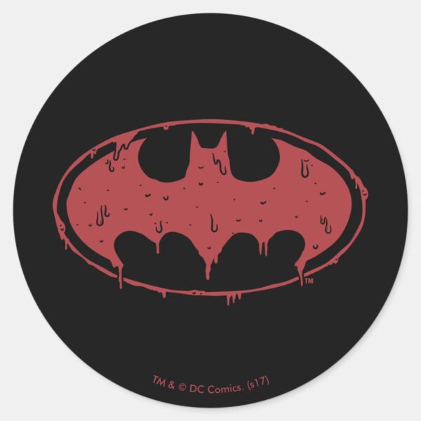 Batman___Oozing_Red_Bat_Logo_Classic_Round_Sticker_1 Batman Oozing Red Bat Logo Classic Round Sticker
