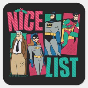 Batman Santa Nice List Of Heroes Square Sticker