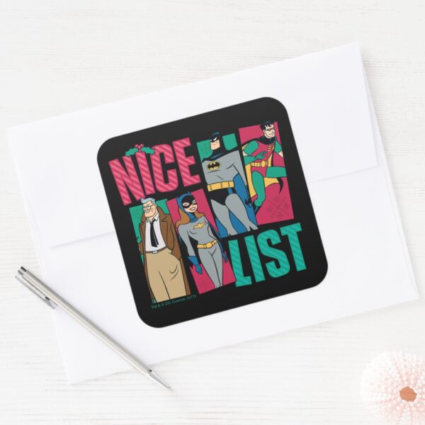 Batman___Santa_Nice_List_of_Heroes_Square_Sticker_3 Batman Santa Nice List Of Heroes Square Sticker