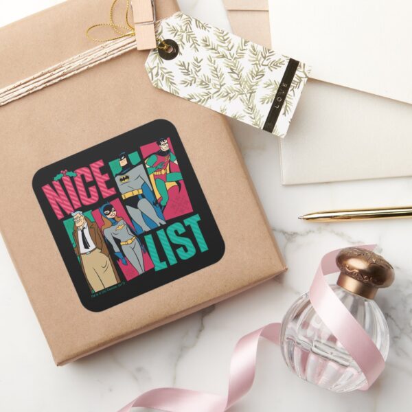 Batman___Santa_Nice_List_of_Heroes_Square_Sticker_5 Batman Santa Nice List Of Heroes Square Sticker