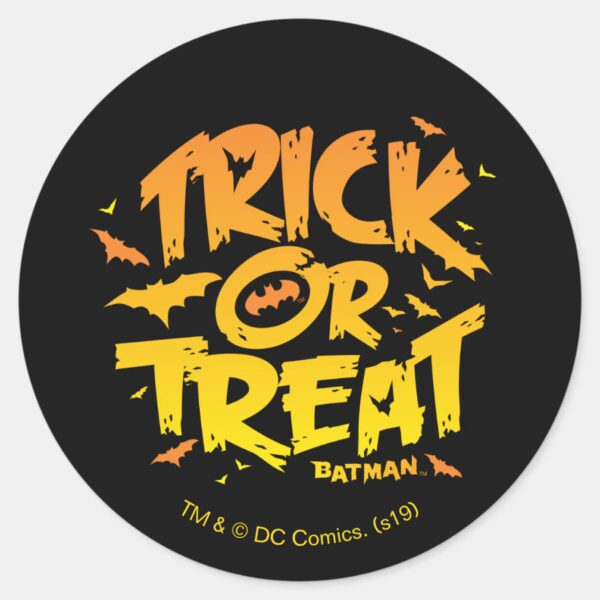 Batman___Trick_or_Treat_Classic_Round_Sticker_1 Batman Trick Or Treat Classic Round Sticker