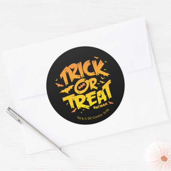 Batman___Trick_or_Treat_Classic_Round_Sticker_3 Batman Trick Or Treat Classic Round Sticker