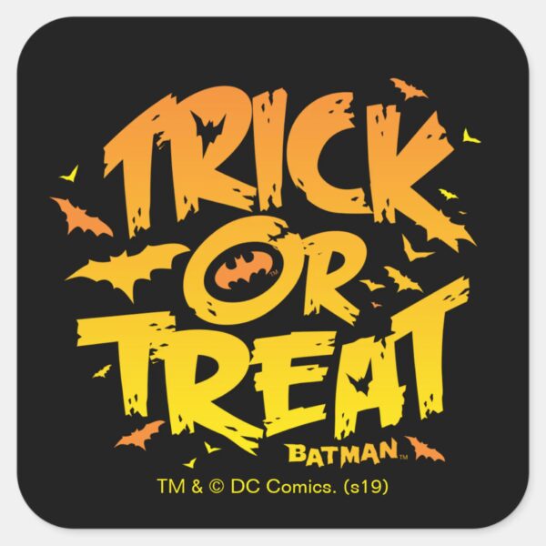 Batman___Trick_or_Treat_Square_Sticker_1 Batman Trick Or Treat Square Sticker
