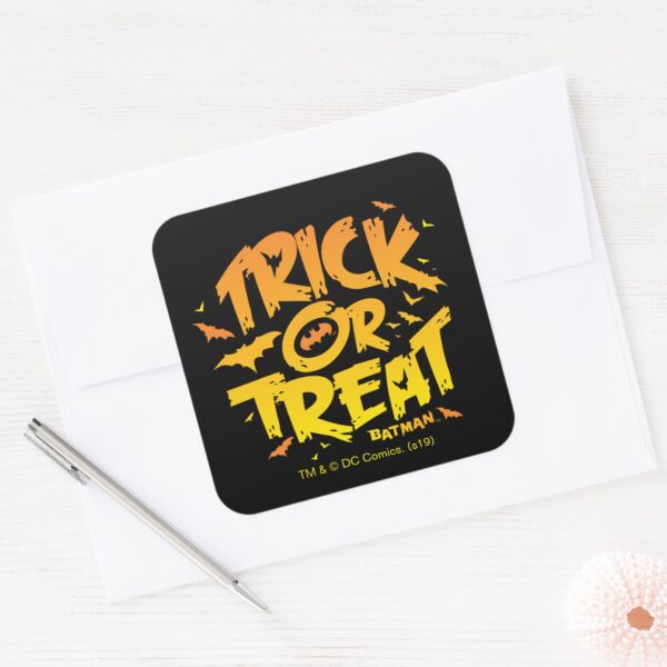 Batman___Trick_or_Treat_Square_Sticker_3 Batman Trick Or Treat Square Sticker