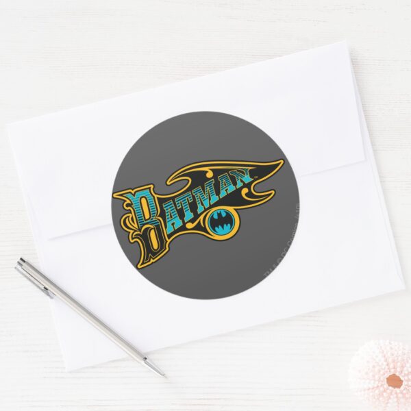 Batman___Vintage_Turquoise_Logo_Classic_Round_Sticker_3 Batman Vintage Turquoise Logo Classic Round Sticker