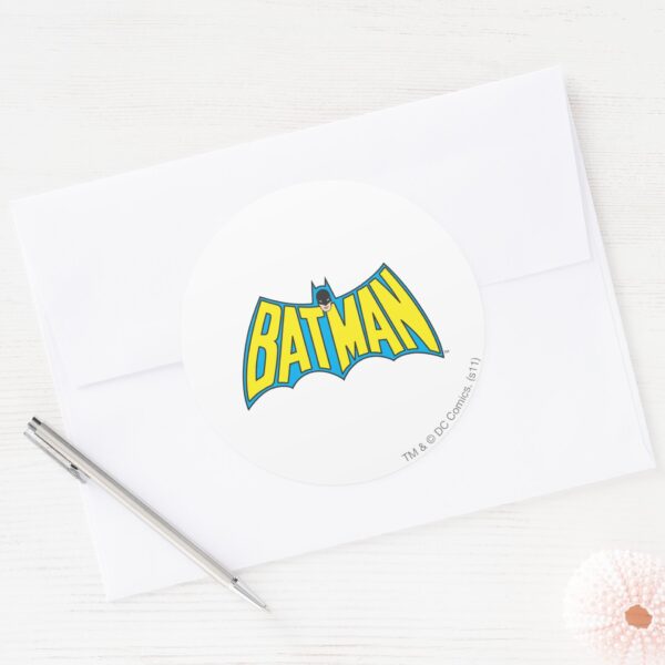 Batman___Vintage_Yellow_Blue_Logo_Classic_Round_Sticker_3 Batman Vintage Yellow Blue Logo Classic Round Sticker