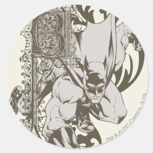 Batman And Decorated Letter B Classic Round Sticker