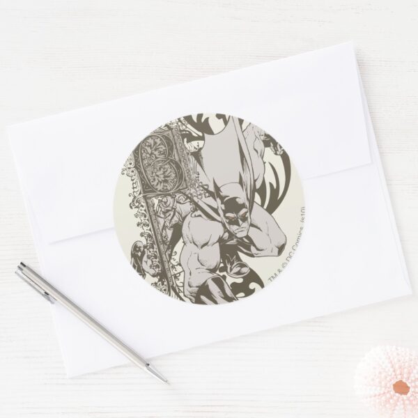 Batman_and_Decorated_Letter_B_Classic_Round_Sticker_3 Batman And Decorated Letter B Classic Round Sticker