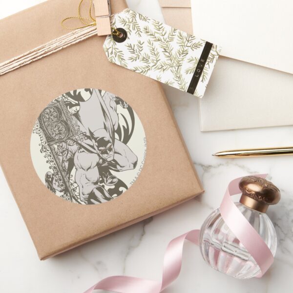 Batman_and_Decorated_Letter_B_Classic_Round_Sticker_5 Batman And Decorated Letter B Classic Round Sticker