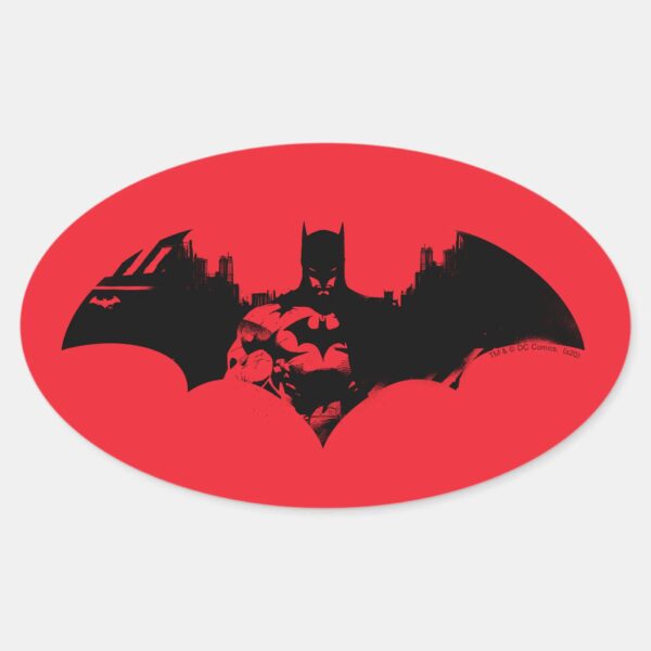 Batman_and_Gotham_Silhouette_Bat_Logo_Oval_Sticker_1 Batman And Gotham Silhouette Bat Logo Oval Sticker