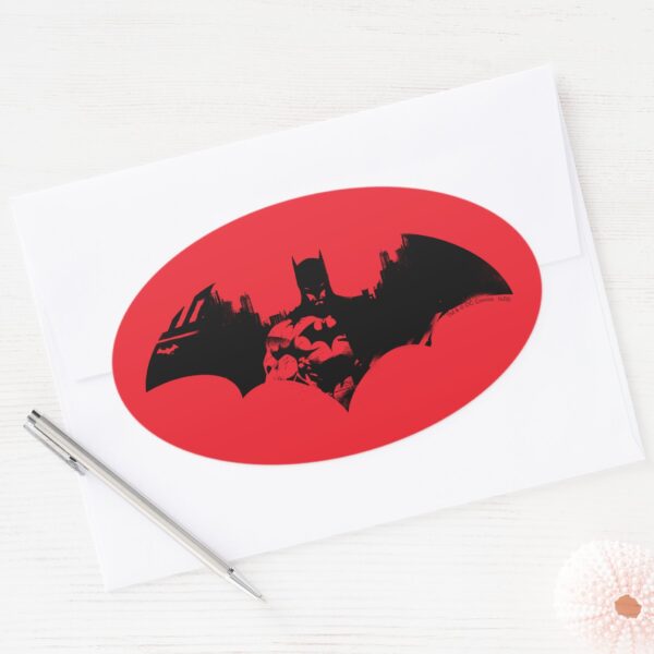 Batman_and_Gotham_Silhouette_Bat_Logo_Oval_Sticker_3 Batman And Gotham Silhouette Bat Logo Oval Sticker