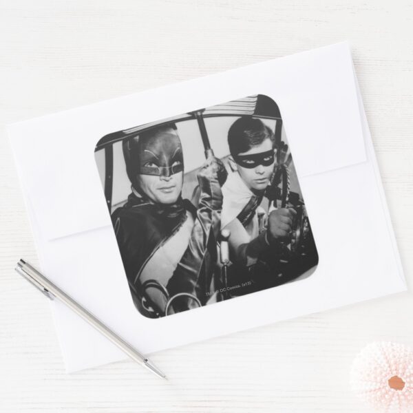 Batman_and_Robin_In_Batmobile_Square_Sticker_3 Batman And Robin In Batmobile Square Sticker