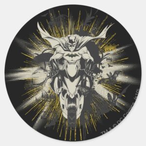 Batman On Bike Classic Round Sticker
