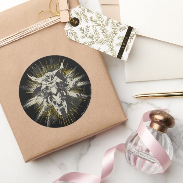 Batman_on_Bike_Classic_Round_Sticker_5 Batman On Bike Classic Round Sticker