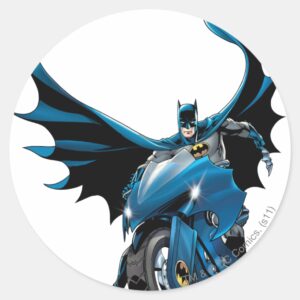 Batman On Cycle Classic Round Sticker